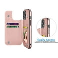thumbnail image 5 of Cases for iPhone 13 / iPhone 13 Pro / iPhone 13 Pro Max 2021, Njjex PU Leather Slim Folio Flip Kickstand Shockproof Cards Holder Wallet Case Cover -Rose Gold, 5 of 10