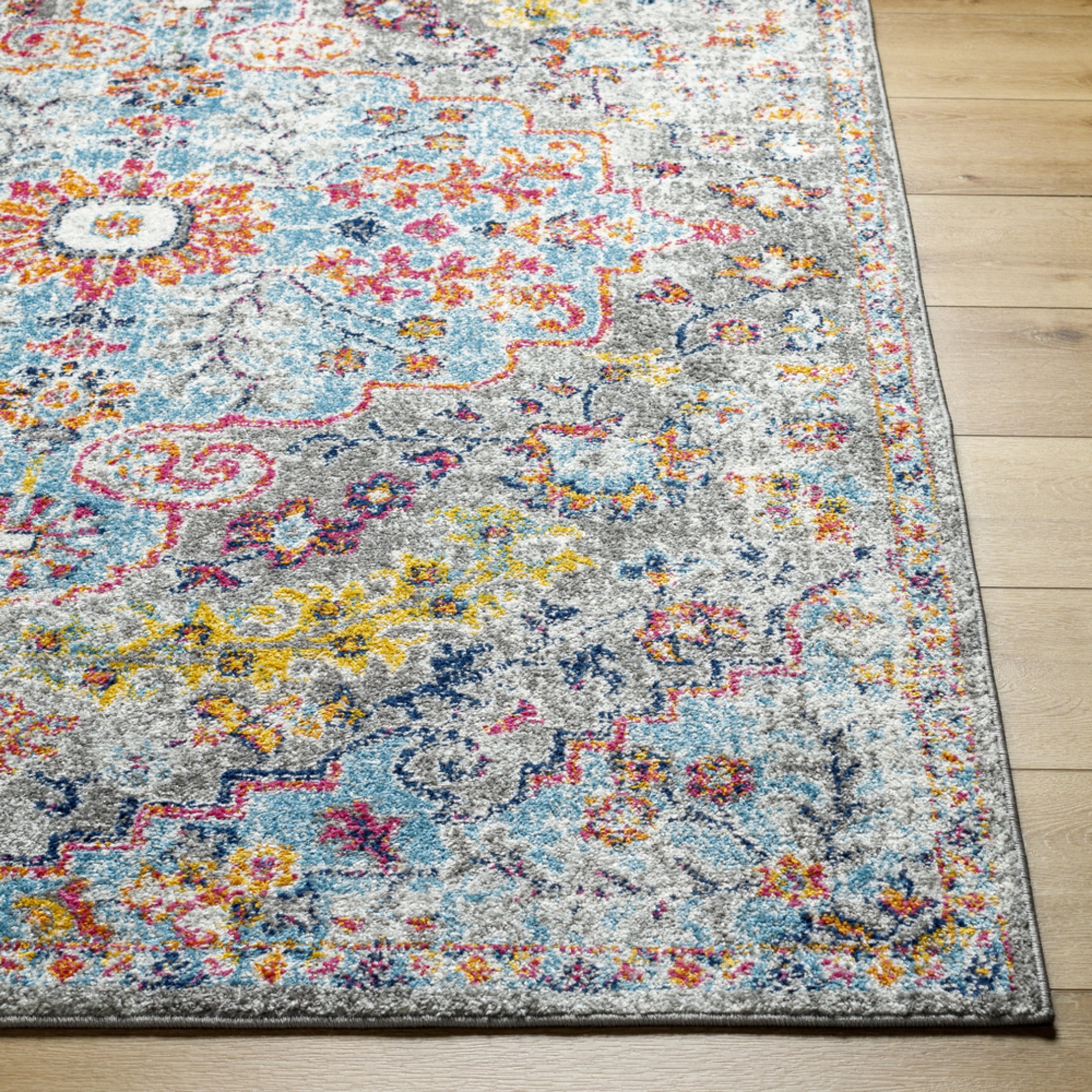 Livabliss Harput Vintage Medallion Area Rug,5'3" x 7'3",Aqua