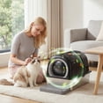 thumbnail image 7 of SHOUFTW Stainless Steel Enclosed Cat Litter Box, 23.62″×15.75″×15.75″Cat Litter Pan, 3 Modes & Double Entrance, Black, 7 of 7