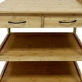 thumbnail image 2 of Walter Kitchen Bar Cart- 2 Drawers- 2 Shelves- Brown Bamboo- Rolling Wheels, 2 of 6