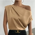 thumbnail image 3 of Women's Tennis Tanks Silk Satin Sleeveless U Neck Top with Lightweight Dressy Blouse Feel Casual Summer Sleeveless Shirt for Women Brown L, 3 of 4