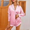 thumbnail image 2 of Womens Satin Pajama Sets Long Sleeve Top And Shorts Set Button Down Sleepwea, 2 of 2