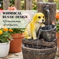 thumbnail image 3 of Outsunny Outdoor Fountain with 3-Tier Puppy Theme, LED Lights, Adjustable Flow, Resin Freestanding Garden Fountain, Rustic Brown, 3 of 9