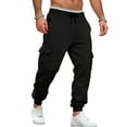 thumbnail image 5 of ZUKMRJPC Mens Cargo Sweatpants Solid Color Elastic Waist Drawstring Pants Winter Warm Fleece Lined Athletic Jogger Pants with Pockets, 5 of 8