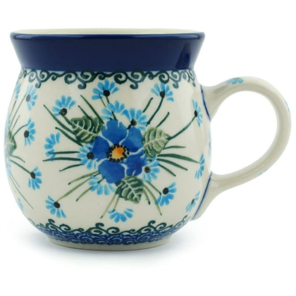 Polish Pottery Bubble Mug 8 oz Forget Me Not made by Ceramika Artystyczna