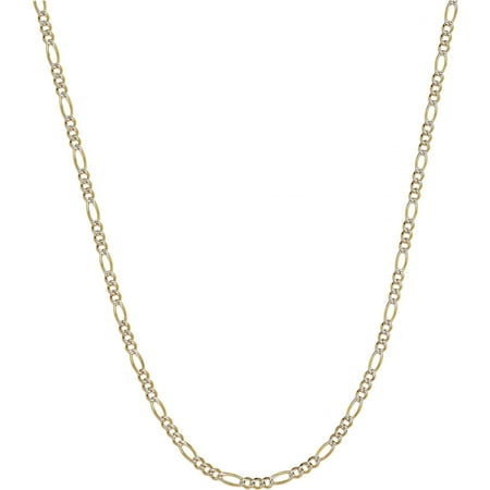 Pori Jewelers 14K Solid Gold Figaro Pave Chain Necklace