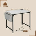 thumbnail image 4 of Giantex 32 Inch Computer Desk, Modern Writing Desk, Home Office Workstation Table w/Heavy-Duty Metal Frame & Charging Station, White, 4 of 8