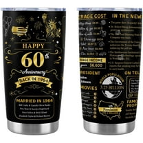 Happy 60th Anniversary Wedding Gifts for Men Women 60th Anniversary Tumbler 60 Years Wedding Gifts for Couple Wife Husband Back in 1964 Stainless Steel Vacuum Insulated Tumbler 20 oz