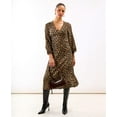 thumbnail image 4 of Brown Animal Printed Long Sleeve Midi Dress, 4 of 8