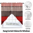 thumbnail image 3 of Swag Curtains Valances for Windows, Farmhouse Rustic Wood Texture Short Kitchen Window Curtains Over Sink, Red Brown Cafe Curtains Panel Set Of 2,Rod Pocket, 36 Inches Length, 3 of 8