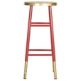 thumbnail image 2 of SAFAVIEH Emery 30" Solid Metal Gold Leaf Bar Stool, Red, 2 of 6