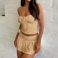 thumbnail image 4 of Conjunto elegante de dos piezas para mujer: top sin tirantes con falda plisada asimétrica de doble capa, 4 of 8