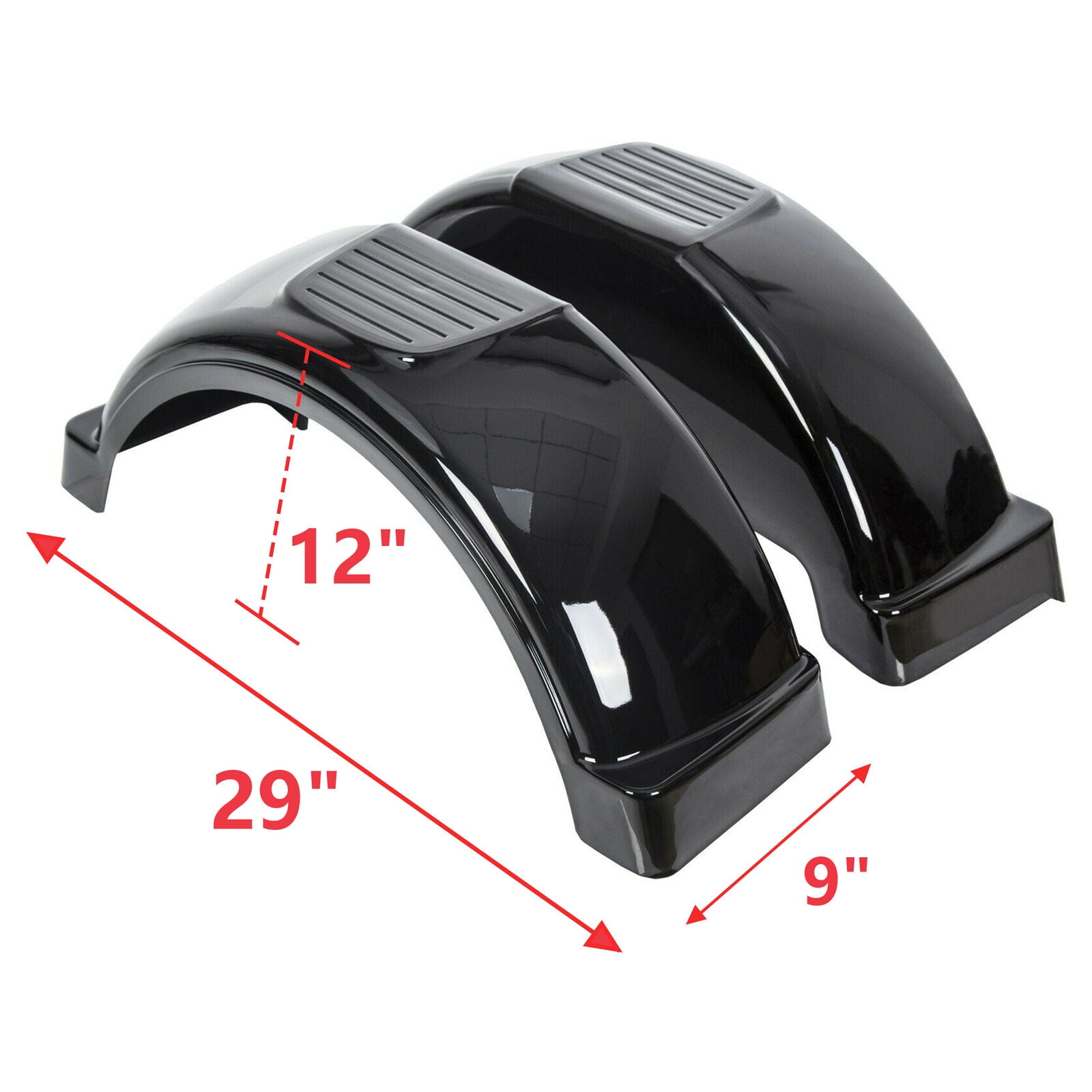 Kojem 2Pcs 13" Single-Axle Trailer Fenders W/Steps Skirt Boat Black