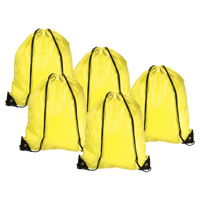 Unique Bargains 42x34cm Nylon Drawstring Bag Bulk Storage Cinch Backpack Sack, Yellow 10 Pack