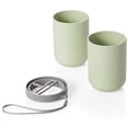 thumbnail image 2 of 1Pcs Travel Toothbrush Cup Multifunction Wheat Stalk Wash Gargle Cup Portable Business Trips Handy Travel Toothpaste Case Holder Container Storage Box Organizer for Travel and Outdoors (Green), 2 of 6