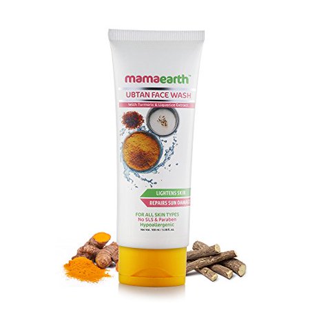 Mamaearth Ubtan Natural Face Wash for Dry Skin with Turmeric & Saffron for Tan removal and Skin brightning 100 ml - SLS & Paraben (Best Tan Removal Face Wash)