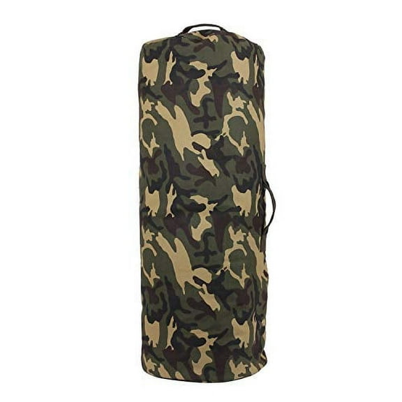 Rothco Woodland Camo Side Zipper Canvas Duffle Bag - Jumbo 25" x 42"