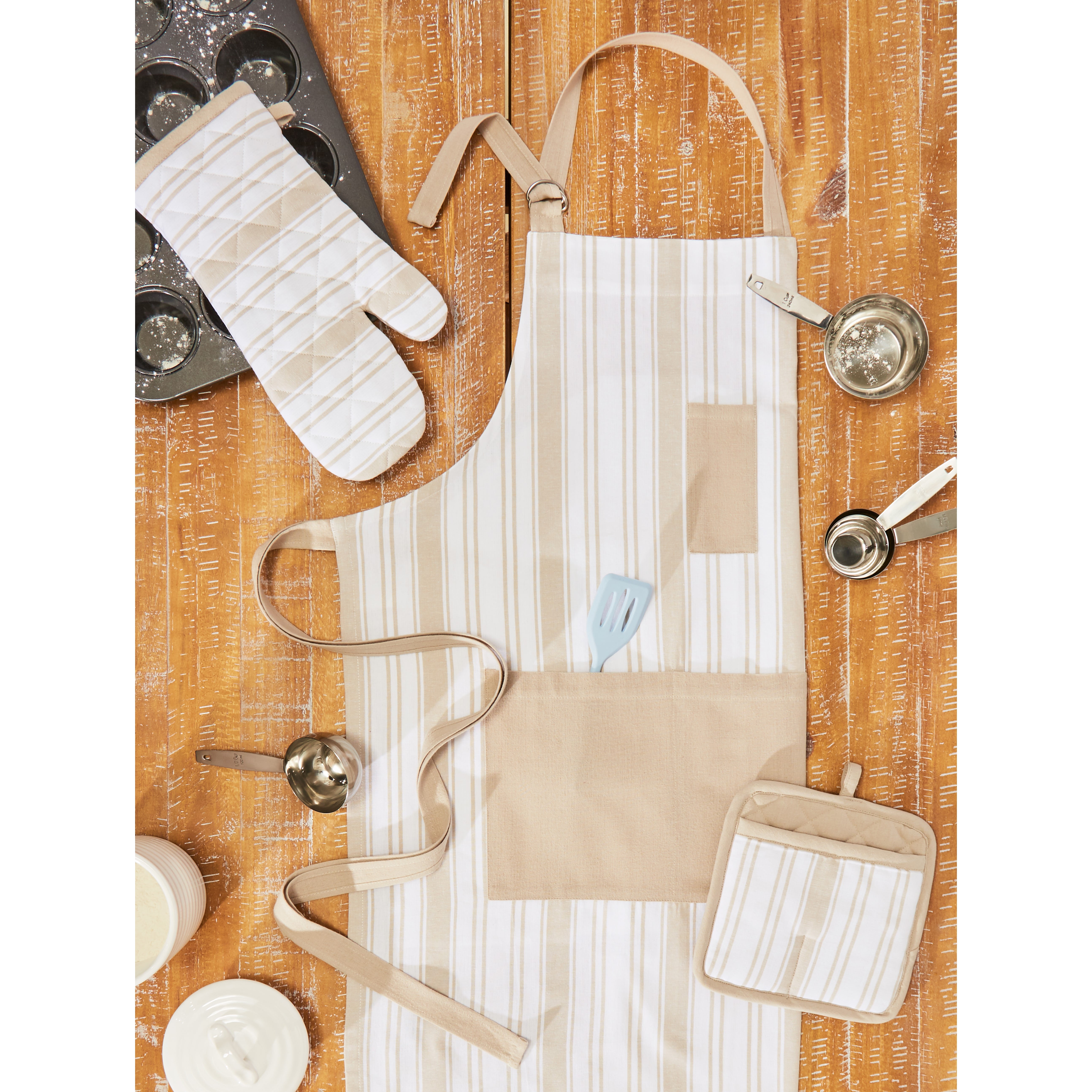 Solid Linen Potholder & Oven Mitt Set - Beige | The Company Store