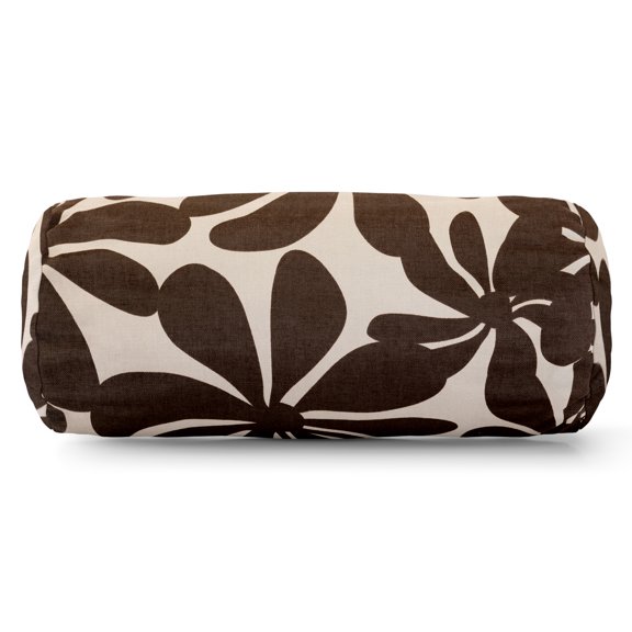Majestic Home Goods Indoor Outdoor Chocolate Plantation Round Bolster Decorative Throw Pillow 18.5 in L x 8 in W x 8 in H
