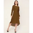 thumbnail image 2 of Moomaya Solid Rayon Long Sleeve Fit & Flare Dress - Round Neck Casual Dress, 2 of 9