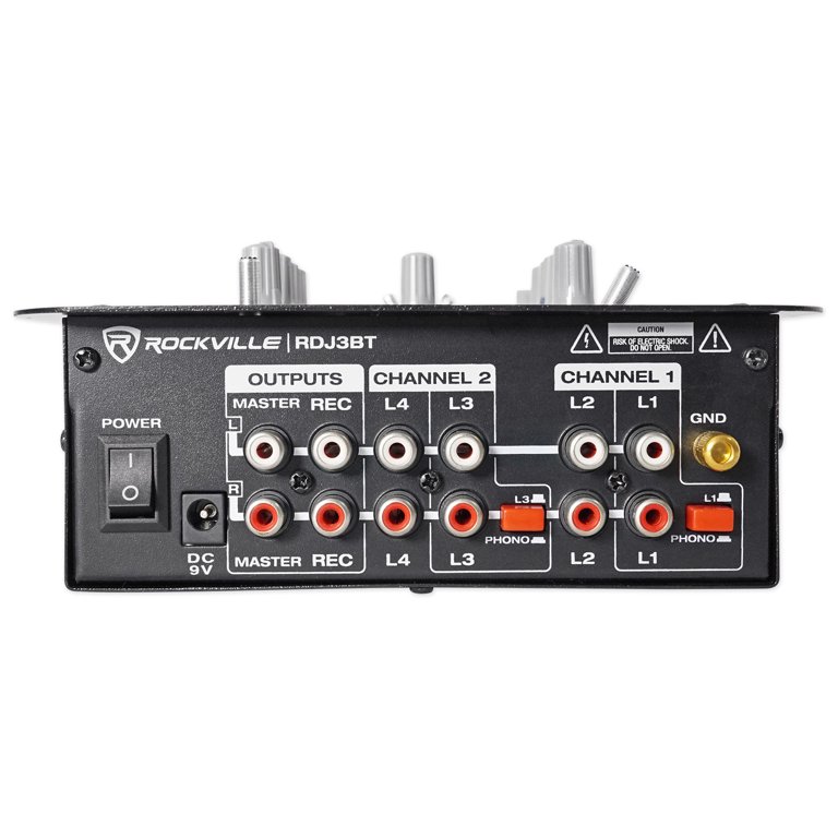 Rockville RDJ3BT 2-Channel DJ Mixer with USB, Bluetooth