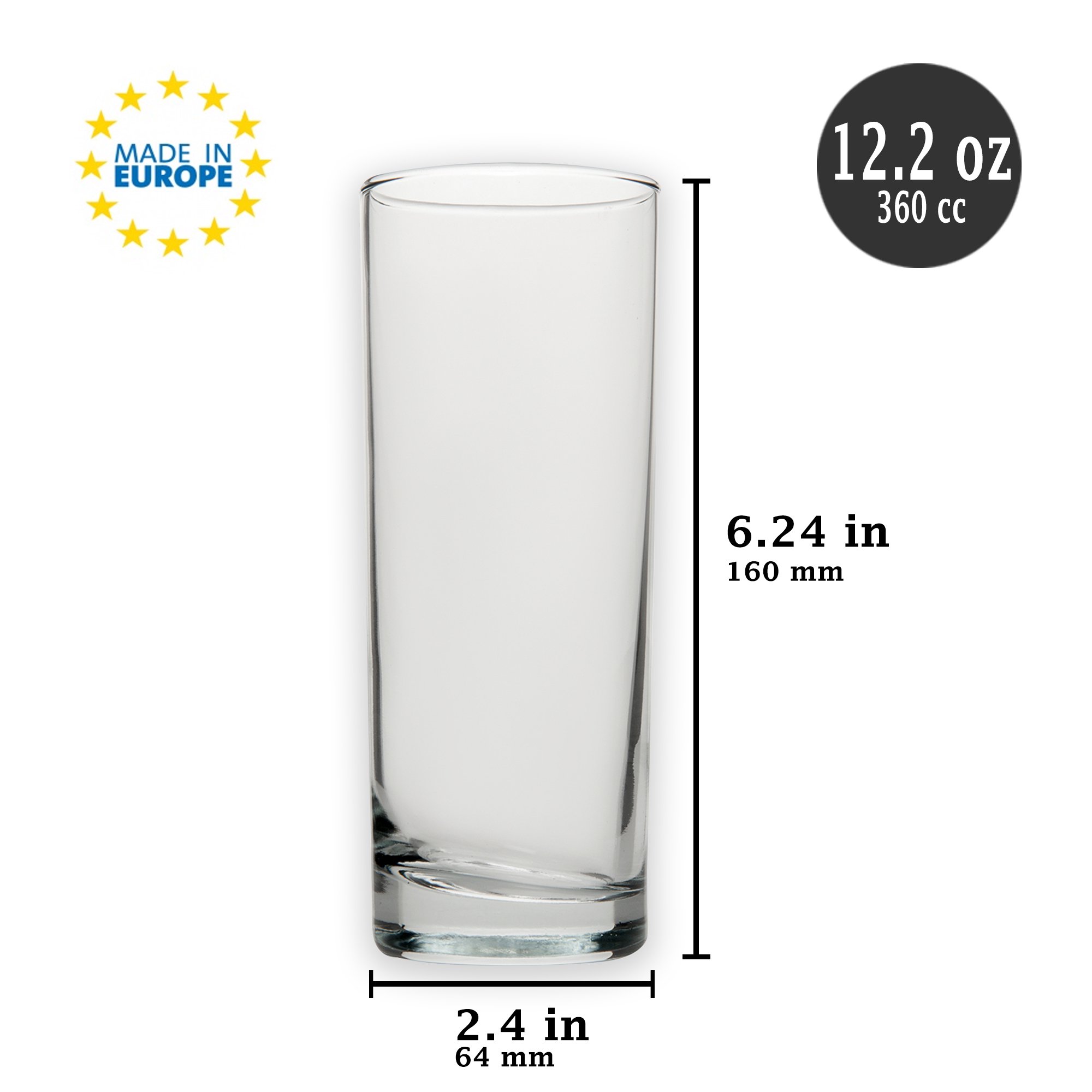 Verres à Eau LAV Modernes - Set De 6, 415ml Sans Plomb | Cristal Transparent Lavable Lave-Vaisselle
