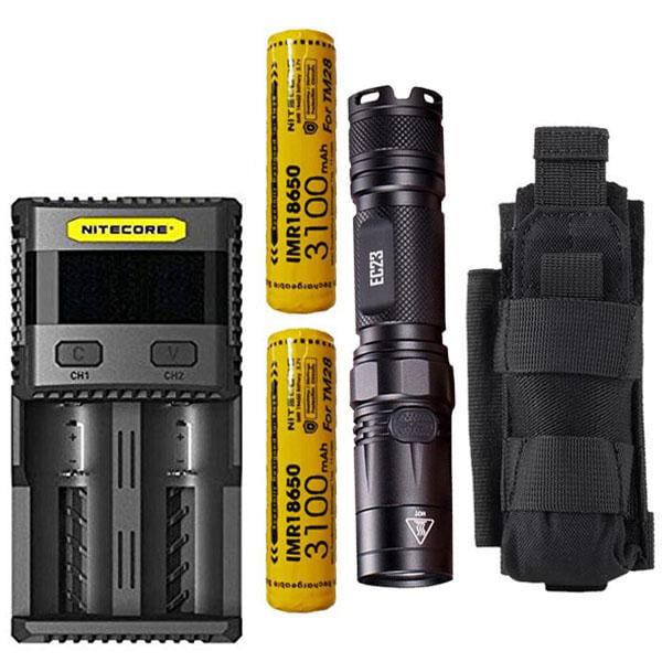 & SC2 Charger Nitecore EC23 Flashlight w/2x 10A Battery NCP30 Holster Combo 
