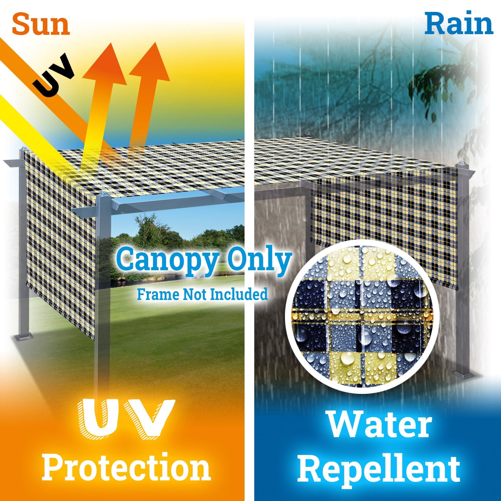 SOLAXO 18'L x 8.2'W Pergola Replacement Canopy Universal Pergola Canopy Replacement Top Cover for Pergola Structure, Frame NOT included (Blue with Yellow)