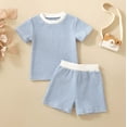 thumbnail image 2 of MEZZALL Baby Boys Outfits Sets Toddler Casual Summer Striped Short Sleeve Shorts Outfits Breathable Comfortable Unisex Clothes For Daily Wear Age 3 Months To 3 Years Relaxed Fit Baby Wear, 2 of 3