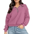 thumbnail image 2 of tarylea Sweatshirt for Women Zipper Turn down Collar Pullover Long Sleeve Solid Color Crop Tops Casual Loose Trendy Tops, 2 of 5