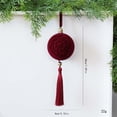thumbnail image 6 of Luxcidy Burgundy Velvet Christmas Ball with Tassel, 8 cm Embossed Flocked Ornament with Satin Ribbon and Gold Bead for Holiday Party and Festive Home Decor, 6 of 8