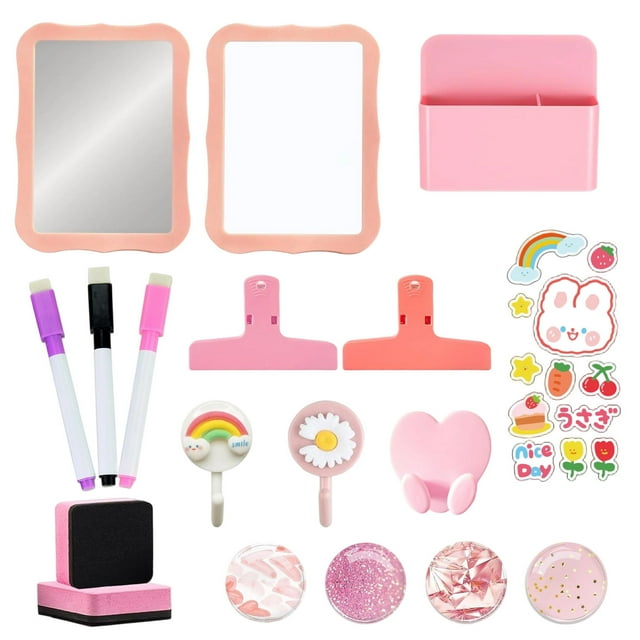 18 Pcs Casier – Ensemble d'Organisation de la Rentrée avec Marqueurs de Tableau Blanc Porte-Stylo pour Casier Scolaire et Maison Comprend Crochets Clips Réfrigérateur et Armoire 5ml Stylos 18 Pcs