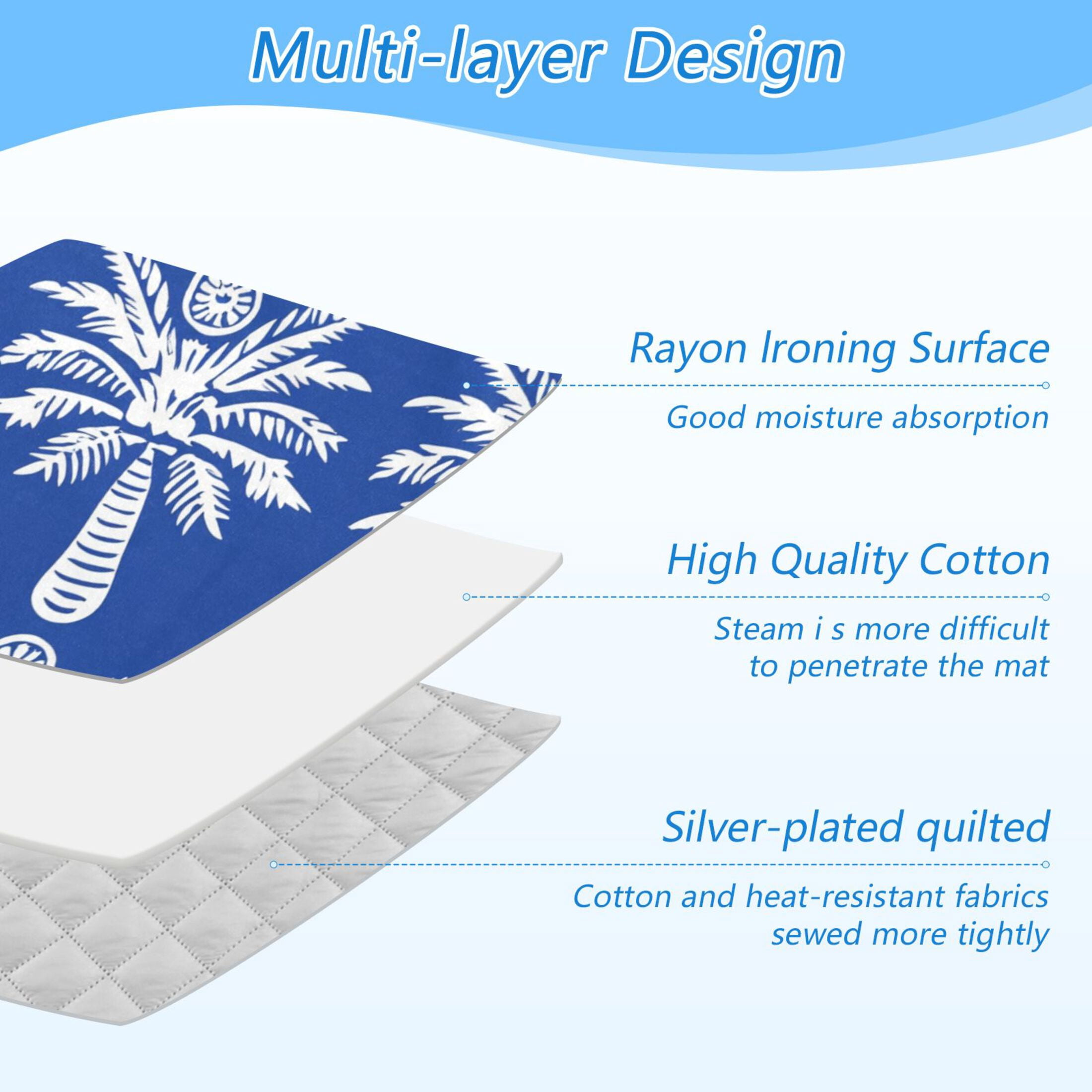 White Coconut Trees Ironing Mat Blanket Portable Travel Ironing Pad Heat Resistant Pad 47.2" x 27.6”
