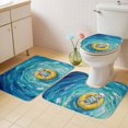 thumbnail image 4 of Funny Art Bathroom Rugs Set Summer Skeleton Swimming Blue Sea View Oil Painting Non Slip Absorbent Soft Bath Mats 3 Piece Set with Bathroom Rug, U-Shaped Floor Mat, Toilet Seat Cover Large Size, 4 of 9
