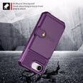 thumbnail image 5 of Allytechgroup Rugged Case for iPhone 16e Support Magnetic Car Mount, Premium PU Leather Flip Card Cash Holder Pocket Shockproof Anti-Fall Back Case for iPhone 16e, Purple, 5 of 5