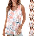 thumbnail image 2 of Womens Tops Gsakboxl 2026 Women Summer Plus‑Size Loose‑Fit Floral Printed Sleeveless Tank Top Trendy Neck Casual Basic Tee Pink2 S, 2 of 5