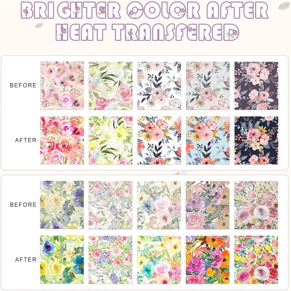 SHILIU-Floral Sublimation Transfer Ink Paper 10 Sheets 12'' x 10''Watercolor Sublimation Paper Flower Transfer Sheets for Mugs Tumblers DIY