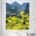 thumbnail image 1 of Landscape Tapestry, Crop Growing Agriculture Rural Scenery Mountains Nature Life, Fabric Wall Hanging Decor for Bedroom Living Room Dorm, 5 Sizes, Yellow Green and Slate Blue, by Ambesonne, 1 of 1