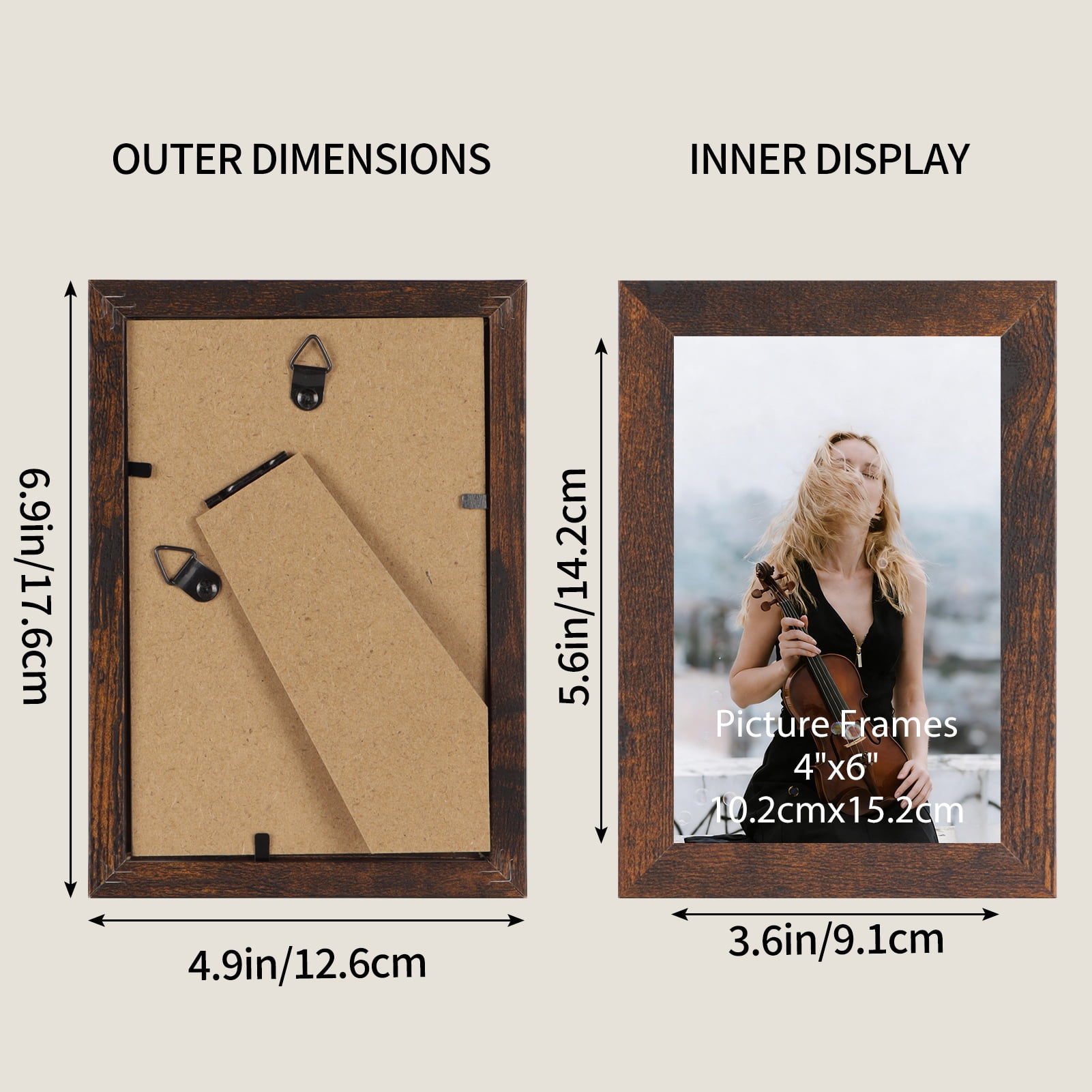 4x6 Picture Frames Set of 18, Rustic Texture Brown Modern Farmhouse Style Wall Decor