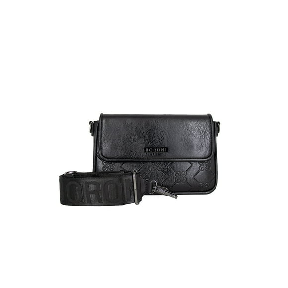 Bandolera Crossbody Damier Boroni Negro Con Correa Ajustable