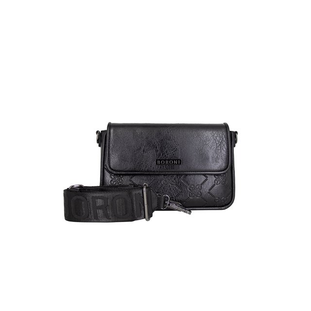 Bandolera Crossbody Damier Boroni Negro Con Correa Ajustable