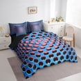 thumbnail image 3 of Manfei Neon Dense Holes Twin Bedding Sets 7 Pieces,Geometric Geometric Hexagon Bedding Comforter Set 7 Pieces,Pink Blue Sheet Sets,Breathable Bedroom Decoration Reversible, 3 of 7