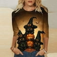 thumbnail image 2 of MaFYtyTPR Halloween Top for Women Ladies' Fashion Halloween Printed Round Neck 3/4 Sleeve Loose T-shirt Tops, 2 of 4