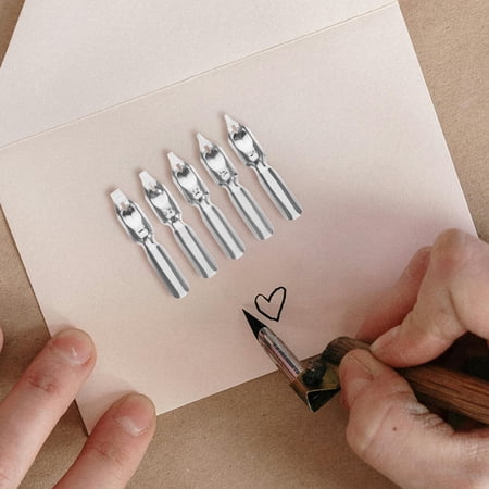 OUNONA Back to School 5Pcs Pen Dip Pen Dipping Steel Silver Suitable for Calligraphy Practice Students