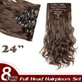 thumbnail image 2 of Full Head Clip Synthetic in Hair Extensions 8 Piece 18 Clips Hairpiece Long Curly Straight, 2 of 5
