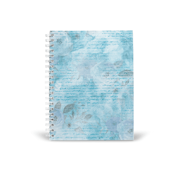 Teal Flower Journal/Notebook 5.5x8.5 Coil Bound 150 lined pages, Spiral Notebook/Journal