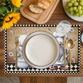 thumbnail image 4 of Vintage Gnomes Placemats Set of 8, Black White Checkered Retro Art Placemats for Dining Table, Place Mats for Kitchen Tabletop, Waterproof Wipeable Dining Table Mats Set, 4 of 9