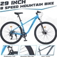 thumbnail image 2 of JERFIT 29" Adult Mountain Bike for Men & Women, 8-Speed Gears, Front Suspension Fork, Double Disc Brakes, 29-Inch All-Terrain Tires, Steel Frame, Blue, 2 of 6