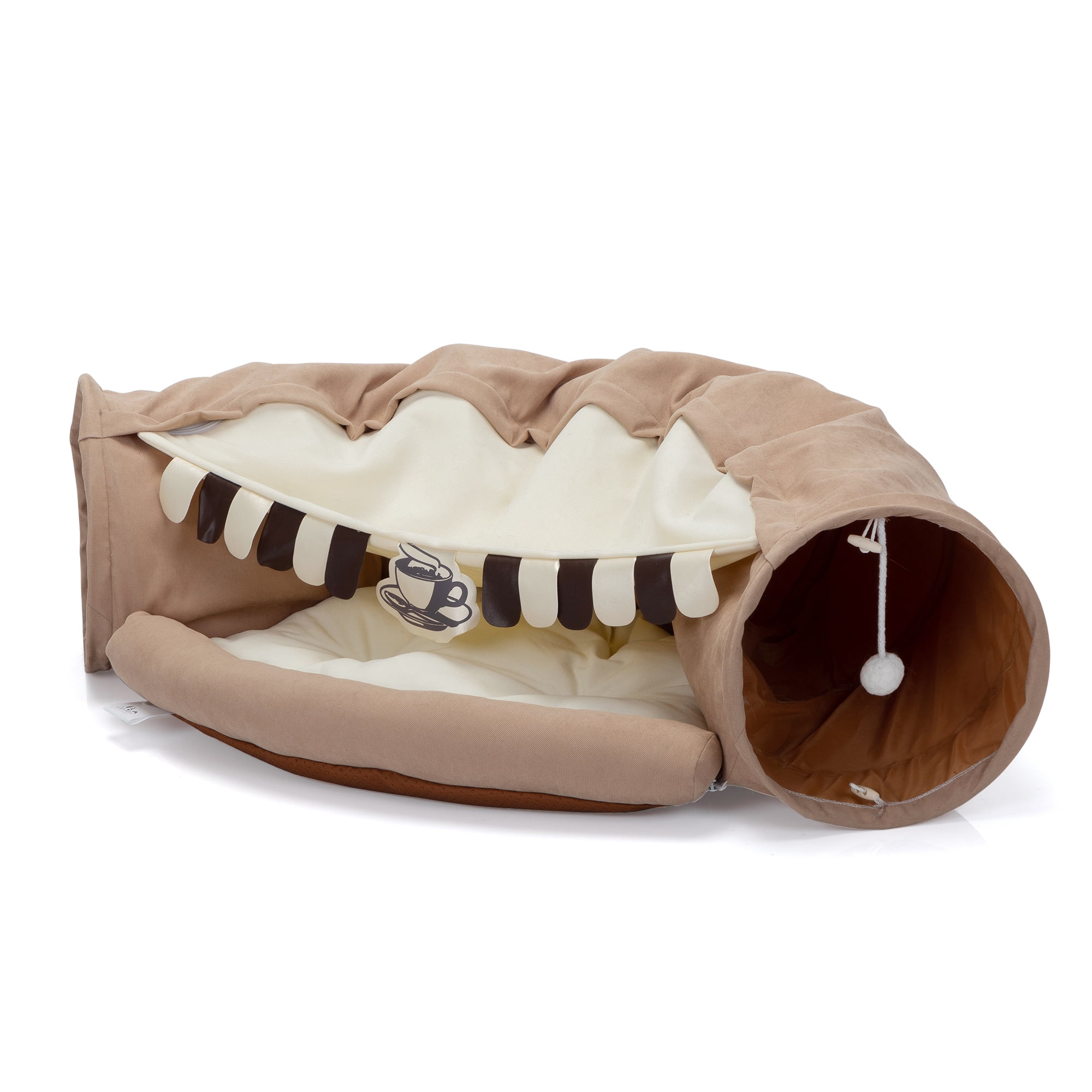 Pefilos 2-in-1 Large Cat Tunnel Bed for Indoor, Cat Tube with Collapsible Washable Cat Bed, Cat Toys for Small Medium Kitty City, Brown Pefilos 2-in-1 Large Cat Tunnel Bed for Indoor, Cat Tube with Collapsible Washable Cat Bed, Cat Toys for Small Medium Kitty City, Brown