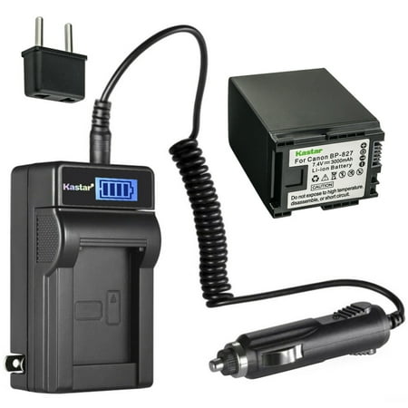 Kastar 1-Pack BP-827 Battery and LCD AC Charger Compatible with Canon VIXIA HF S100 HFS100  VIXIA HF S200 HFS200  VIXIA HF10  VIXIA HF11  VIXIA HF20  VIXIA HF21  VIXIA HF100  VIXIA HF200 Cameras